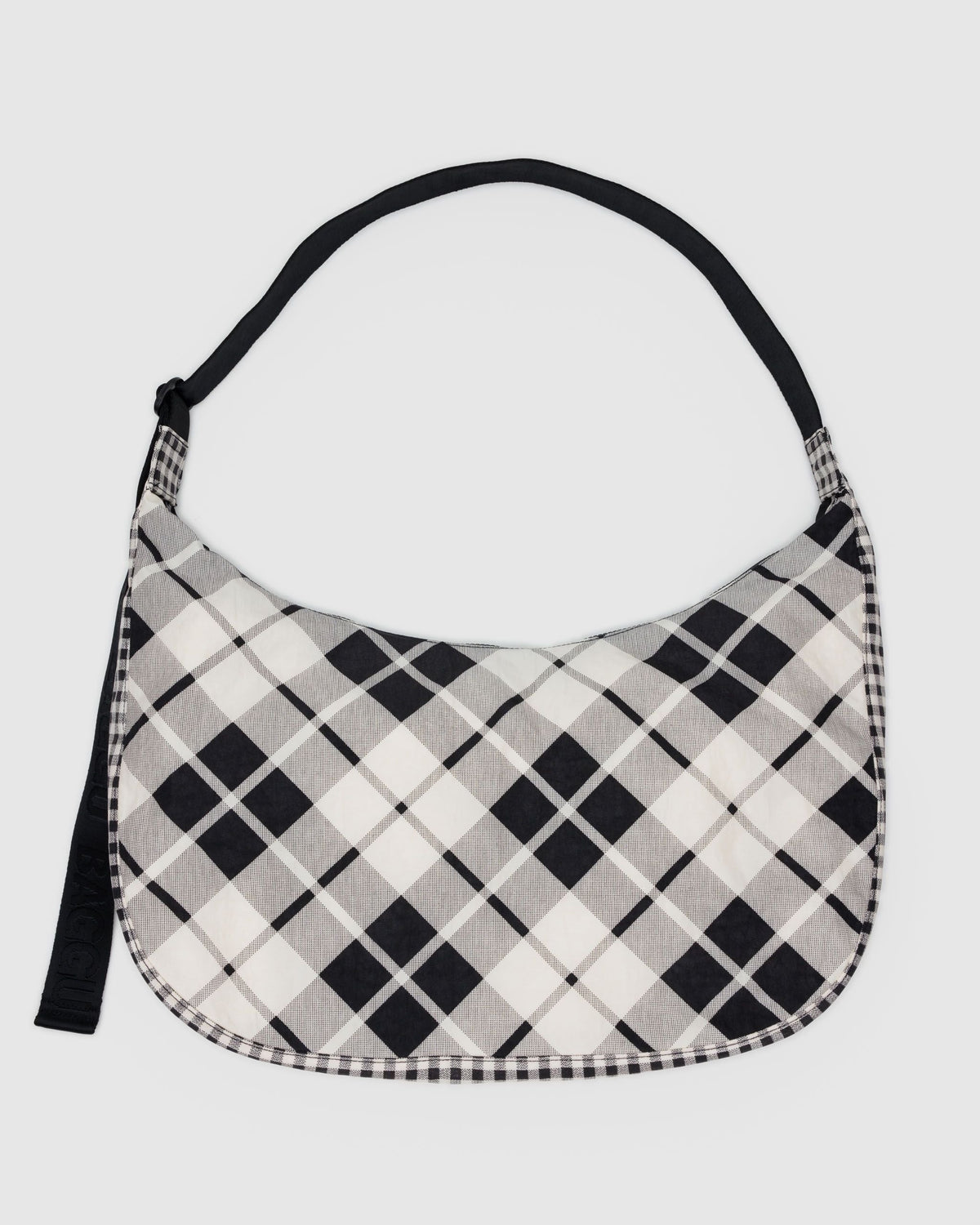 Large Nylon Crescent Bag - Mixed Plaid