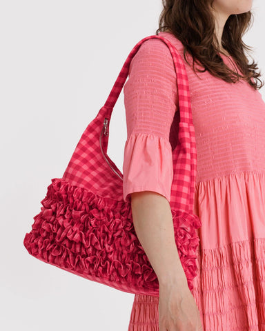 Ruffle Shoulder Bag - Ruby Gingham