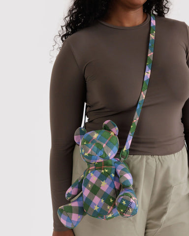 Bear Bag - Green Star Plaid