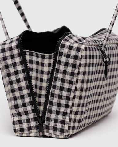 Nylon Bowler Bag - Black & White Gingham
