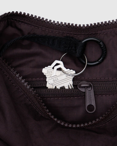 Small Nylon Crescent Bag - Chocolate Plum