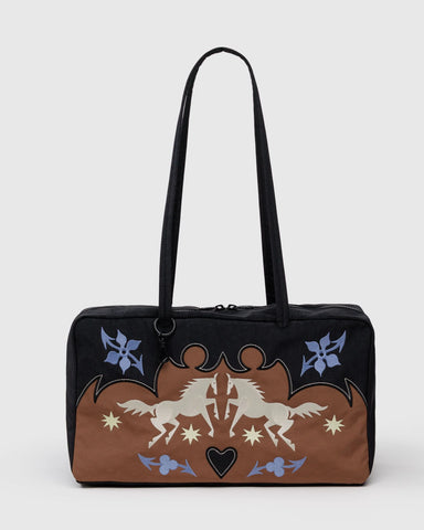 Medium Nylon Bowler Bag - Western Appliqué