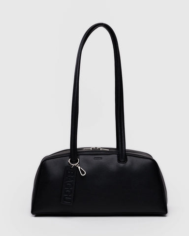 Recycled Leather Bowler Bag - Black