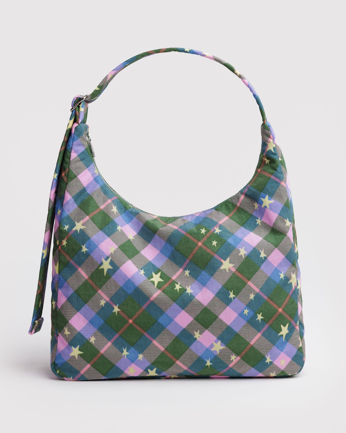 Nylon Shoulder Bag - Green Star Plaid