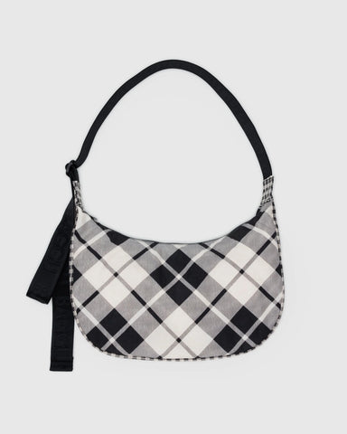 Medium Nylon Crescent Bag - Mixed Plaid