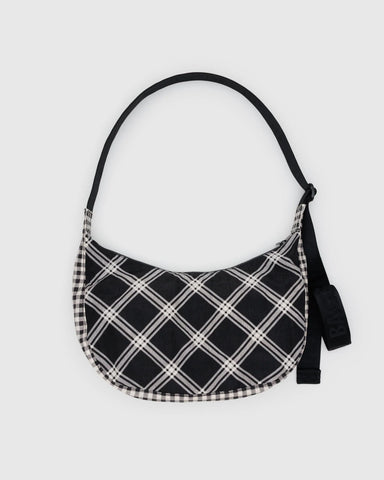 Medium Nylon Crescent Bag - Mixed Plaid